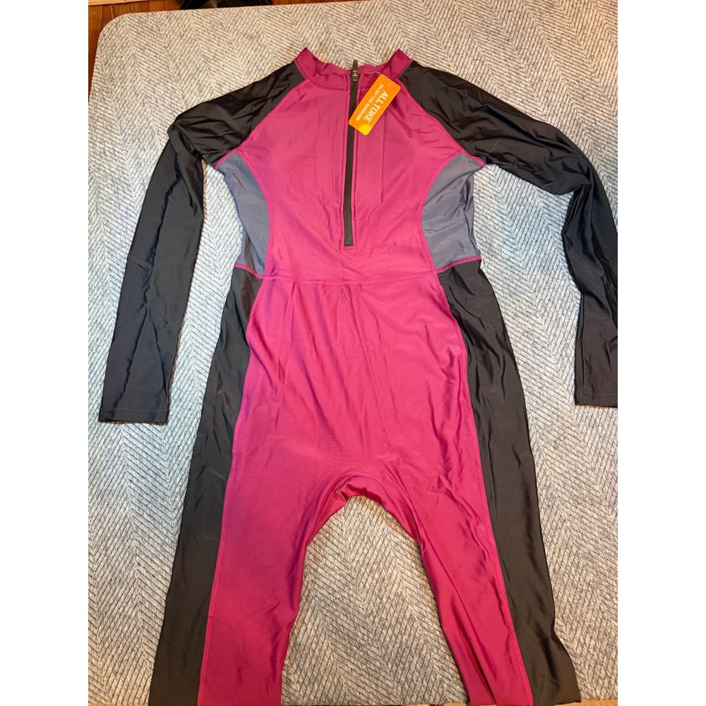 NEW ALLTOKE Womens Size L Full Body Zip Front Long Sleeve Rashguard NWT